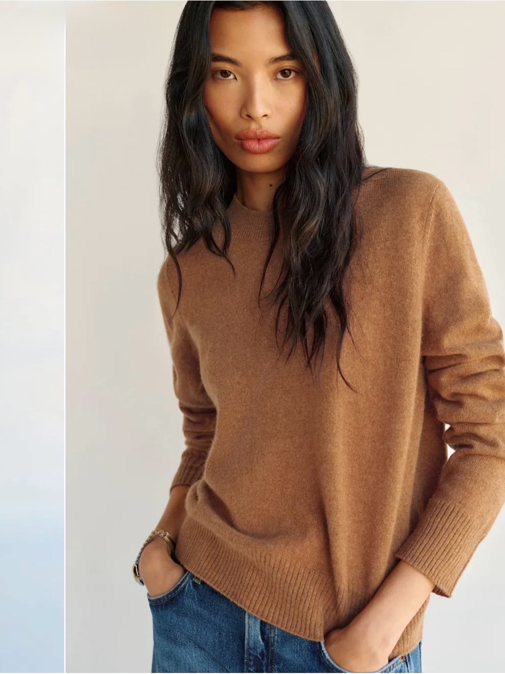 Medium Nikki Cashmere Crew Reformation Camel Brown Sweater